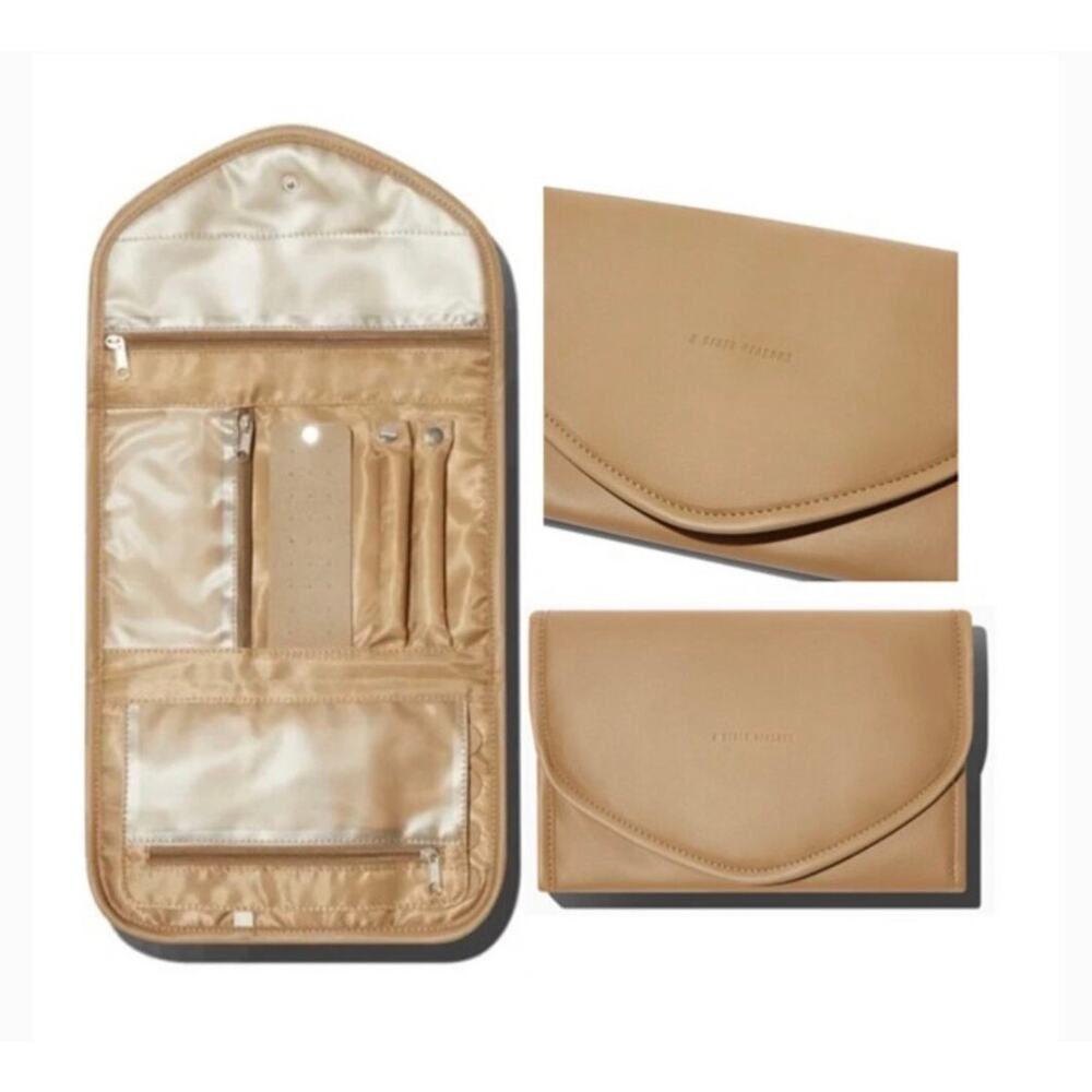 8 Other Reasons Jewelry Travel Bag Tan Vegan Leather Organizer NEW